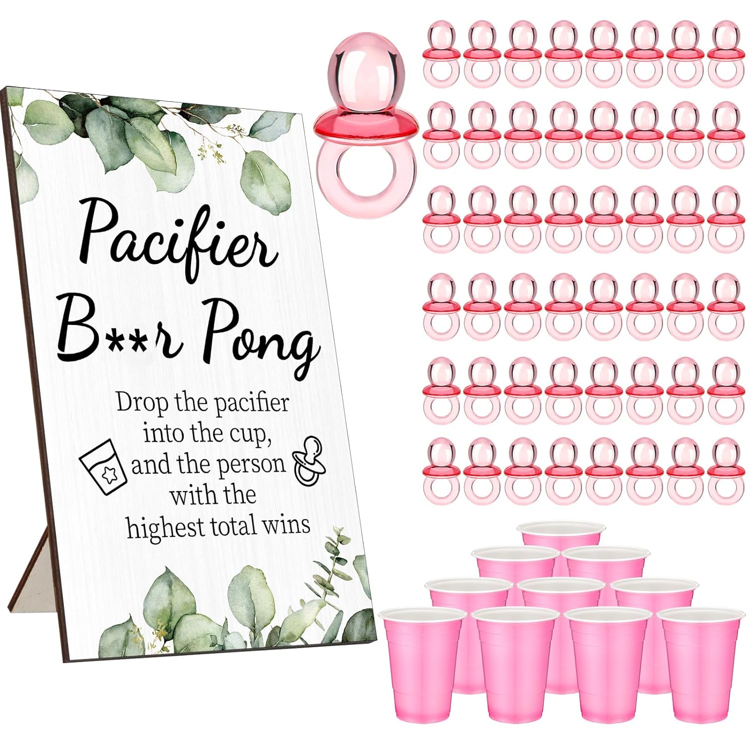 Beeveer 61 Pieces Cool Pacifier Baby Shower Toss Games