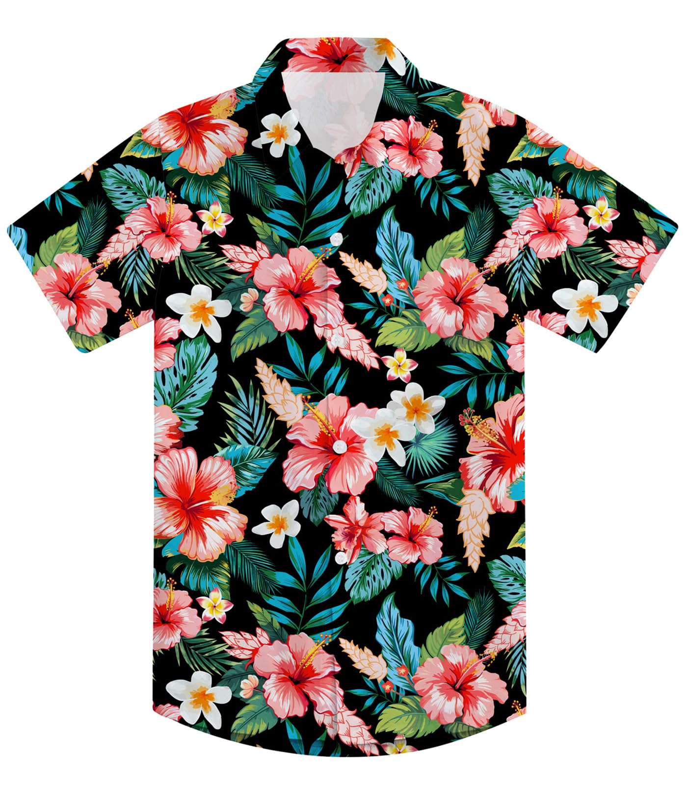 RAISEVERN Boys Button Down Shirts Hawaiian Cartoon Print Slim-Fit Short Sleeve Cool Dress Shirt Cute Top for Kids(2-10T)