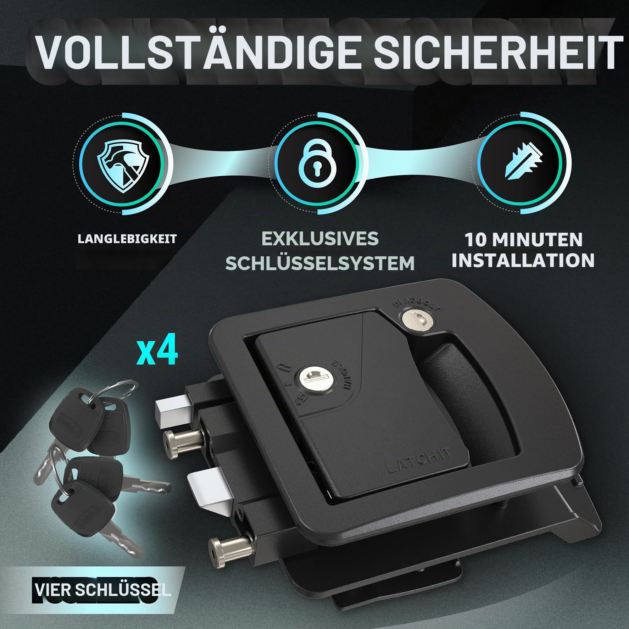 LATCH.IT Wohnmobil-Türschloss-Ersatz,mechanisches Wohnmobilschloss der Klasse C,Wohnmobil-Türriegel mit 2 mechanischen Schlüsseln,Wohnmobil-Türriegel passend für Klasse C mit 8.9x11.4 cm Schlossloch