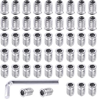 Swpeet 50Pcs 5/16" -18 x 20mm White Zinc Plated Carbon Steel Carbon Furniture Screw in Nut Threaded Wood Inserts Threaded Inserts Bolt Fastener Connector Hex Socket (5/16" -18 x 20mm)