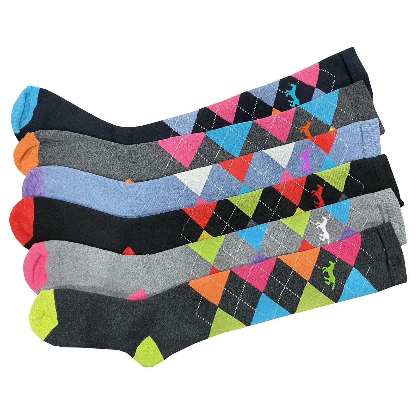 Britwear Unisex Multicolor 6 X Ladies Women Thermal Knee High Equestrian Horse Riding Socks Colour:assorted Size:one Size