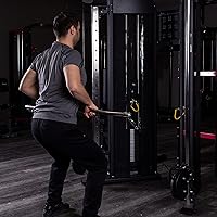 Vista 8 de AmStaff - Barra de tracción recta Ez Curl Lat de 48 pulgadas con doble gancho giratorio para máquinas de cable de doble polea, accesorio funcional