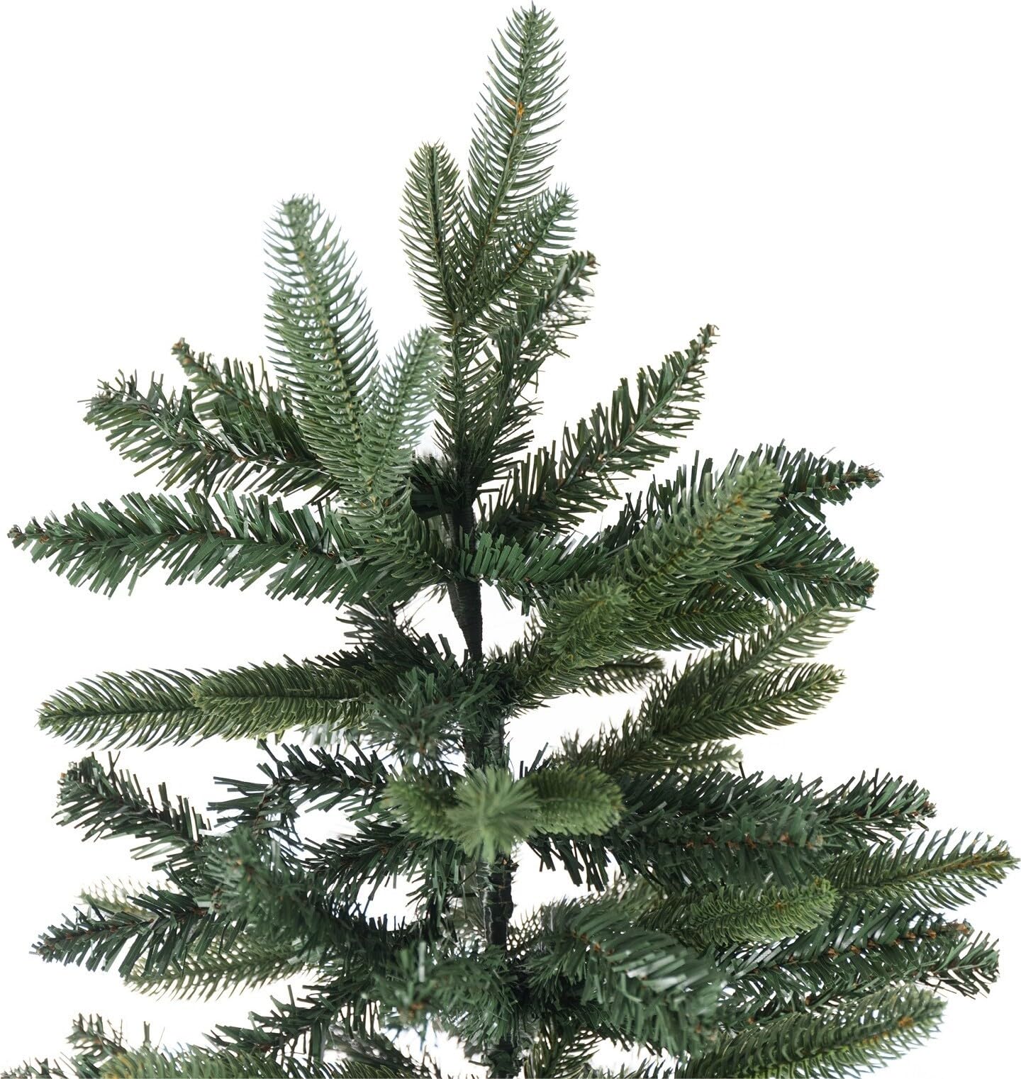 Sapin de Noël fin artificiel 210 cm, effet véritable tactile, peu encombrant, PE + PVC