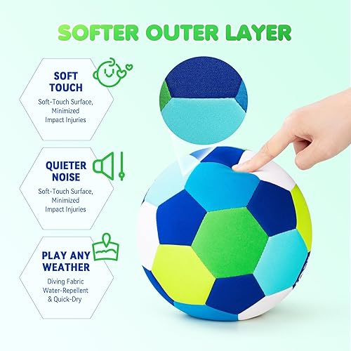 Miniatura 3 de INPODAK Balón de fútbol para interiores tamaño 4 para niños, pelota de fútbol suave y silenciosa para el interior de la casa, con bomba y caja de