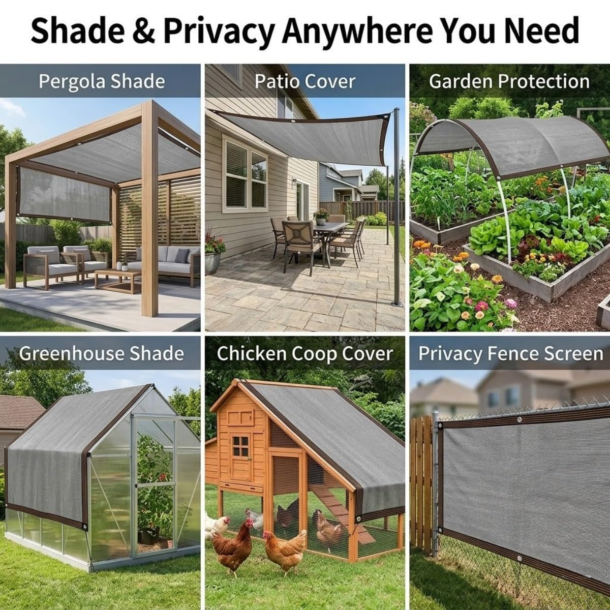 Voile Filet Toile D’ombrage 90% Anti UV, De Protection Solaire avec Œillets, for Pergola, Jardin, Serre, Respirante(Gris,3.5x3.5m)
