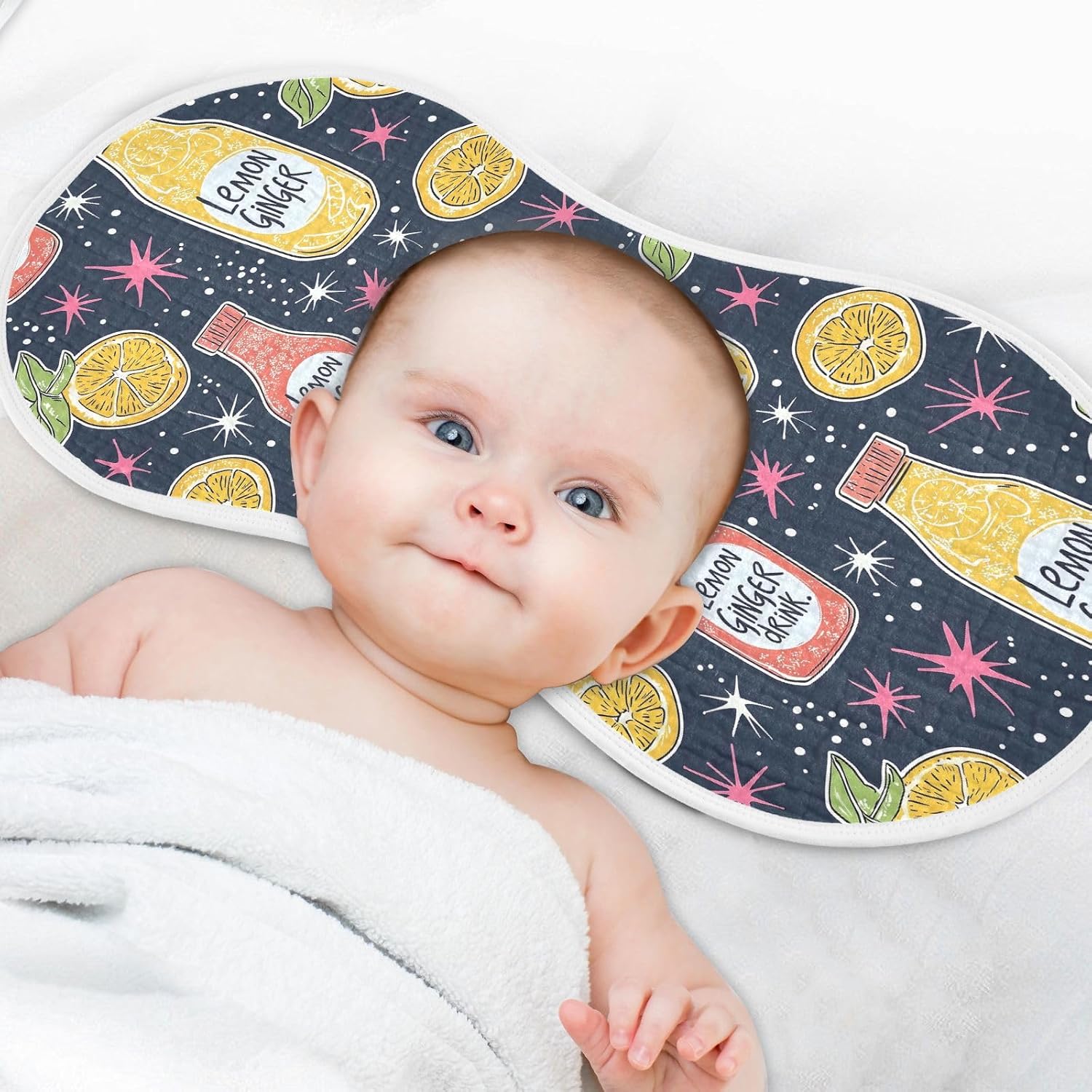 vvfelixl Baby Burp Cloths Lemon Juice Baby Newborn Cotton Burping Cloths Set Babys Washcloths 4 Pack