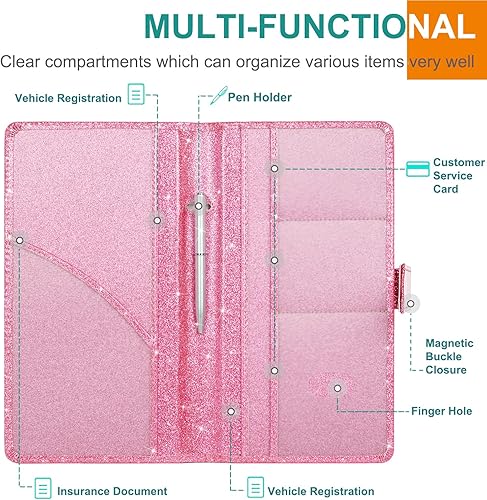 Miniatura 2 de RSAquar Soporte para registro y seguro de automóvil, organizador de guantera de automóvil, accesorios de automóvil para identificación, tarjetas de