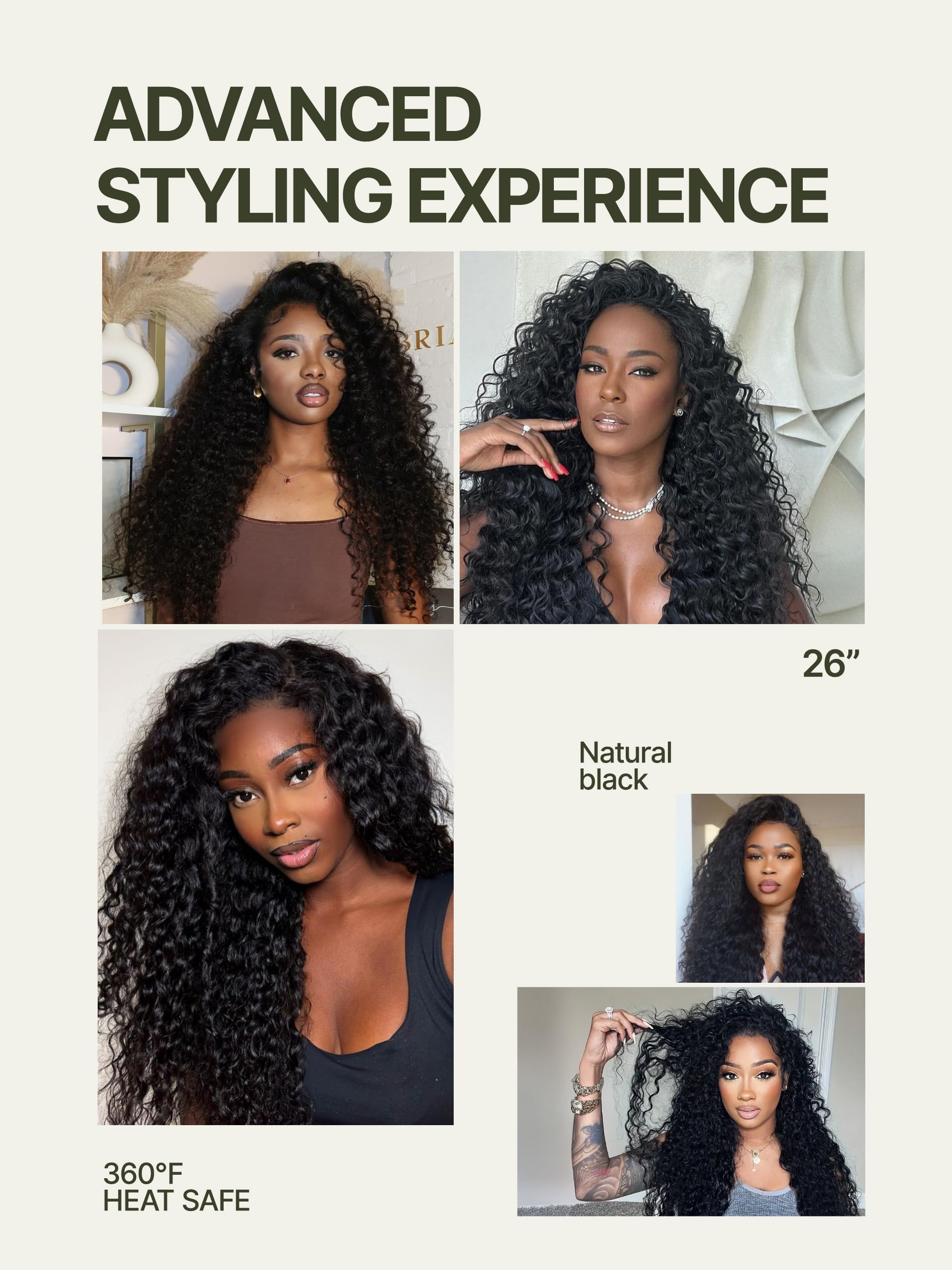 Frodio Curly Half Wig 26 Inch 3-in-1 Human Hair Blend Headband Wig