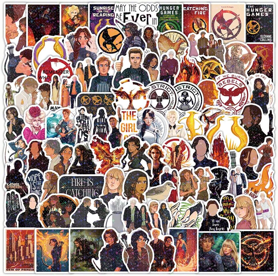 BAMAYSELF 129 Pcs Hungery Cartoon Movie Stickers Pack, Cool Holographic Game Stickers Waterproof Vinyl Glitter Stickers Decal for Teen Adult Girl Water Bottle Skateboard Notebook Phone