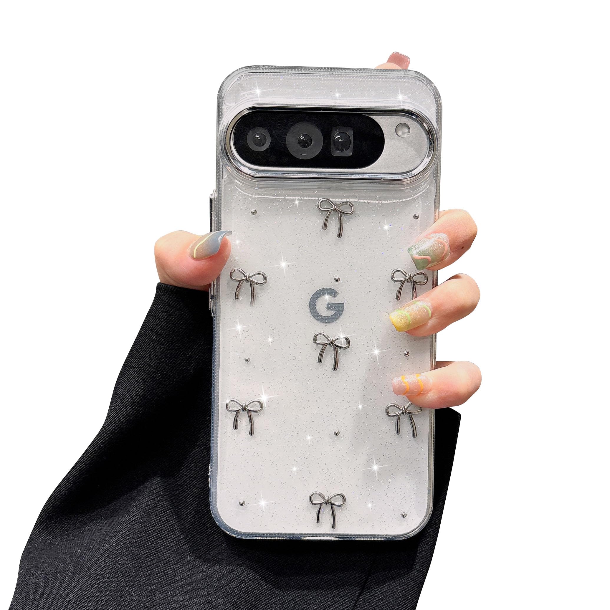 Coque Google Pixel 9 Pro XL claire transparente étui brillant nœud 3D - 2