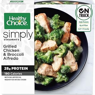 Healthy Choice Simply Steamers Grilled Chicken & Broccoli Alfredo Frozen Meal - No Preservatives, 9.15oz Microwave Bowl