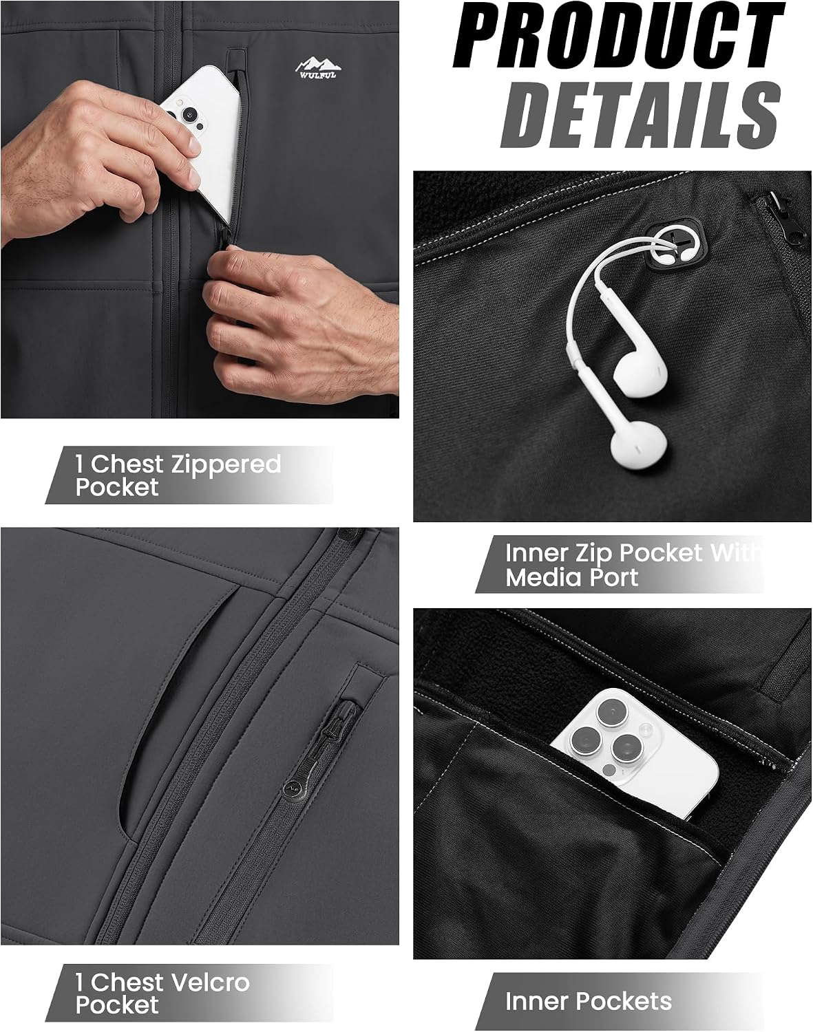 WULFUL Men's Lightweight Golf Vest Windproof Outerwear Sleeveless Jacket