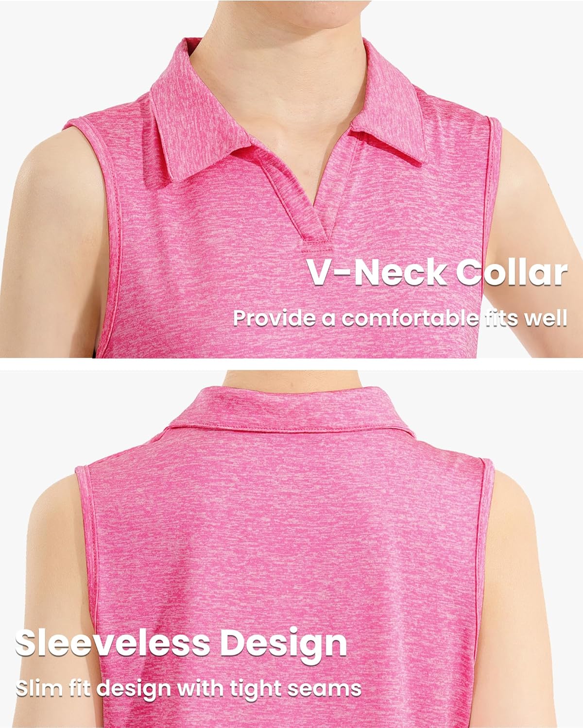 Auranso Girls Sleeveless Polo Shirts V-Neck Golf Tennis T-Shirts with Collared Quick Dry Tank Tops - Image 4