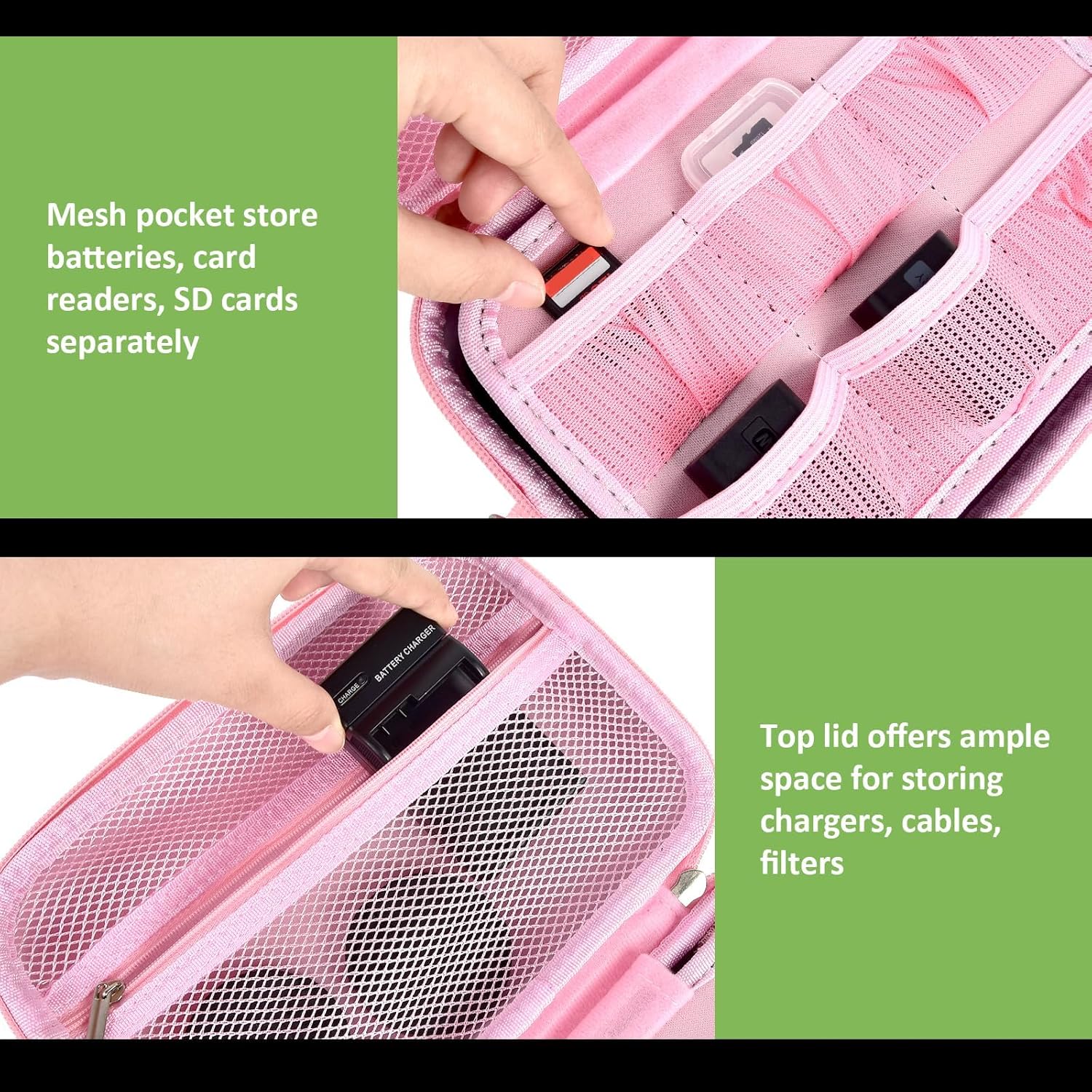 Digital Camera Case Compatible with Canon EOS Rebel T7/ 4000D/ T100 DSLR Cameras, Also for Sony Alpha a6400/ a6100/ a6700/ A6600/ a6300 Mirrorless, Holder for SD Card and More (Pink) - Image 4