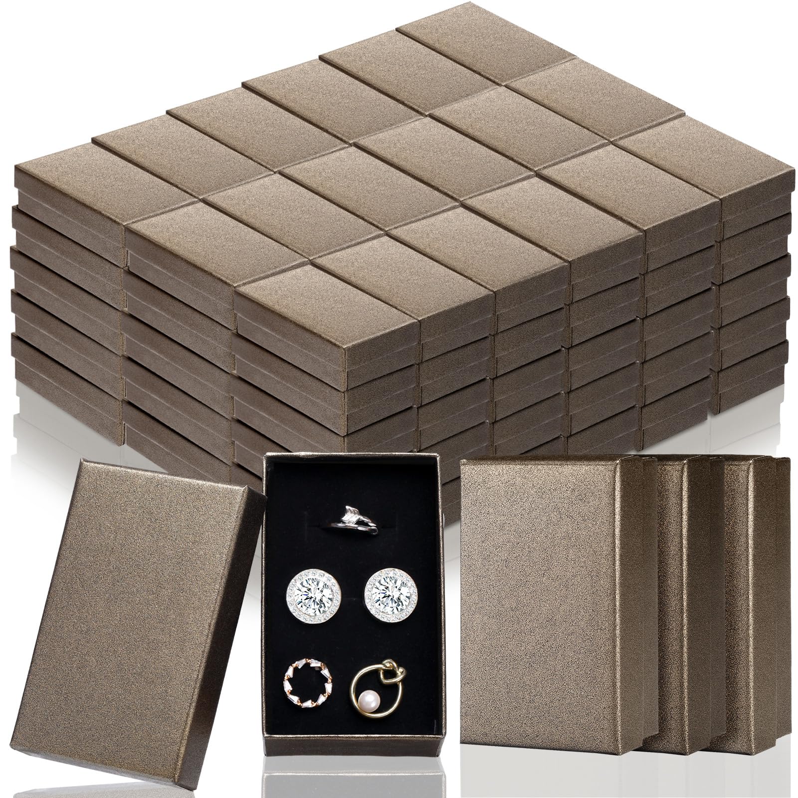 Tenceur Lot de 100 boîtes cadeaux de Noël en papier kraft pour collier, boucles d'oreilles, bracelet (marron, 8,1 x 5,1 x 3 cm)