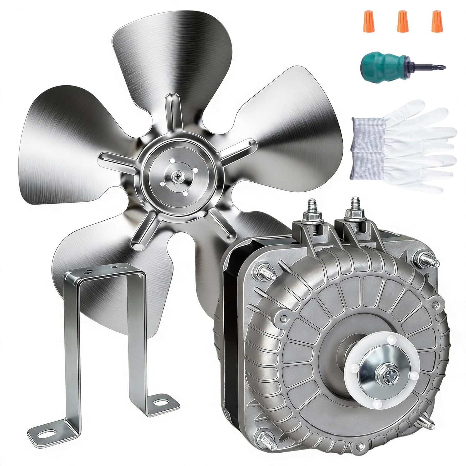 APFM-161E YZF16-25 115V 60Hz 16W 1550RPM Refrigeration Condenser and Evaporator Motor Universal Refrigeration Cooling Motor with 10” Aluminum Fan Blade & Mounting Base (16, Watts, 115, Volts)