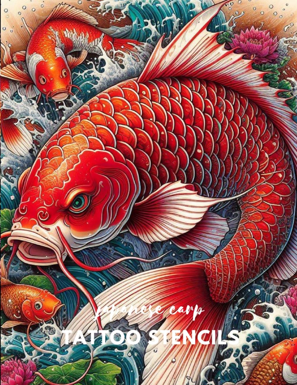 Japanese carp tattoo stencil: Carp koi design (Japanese tattoo)