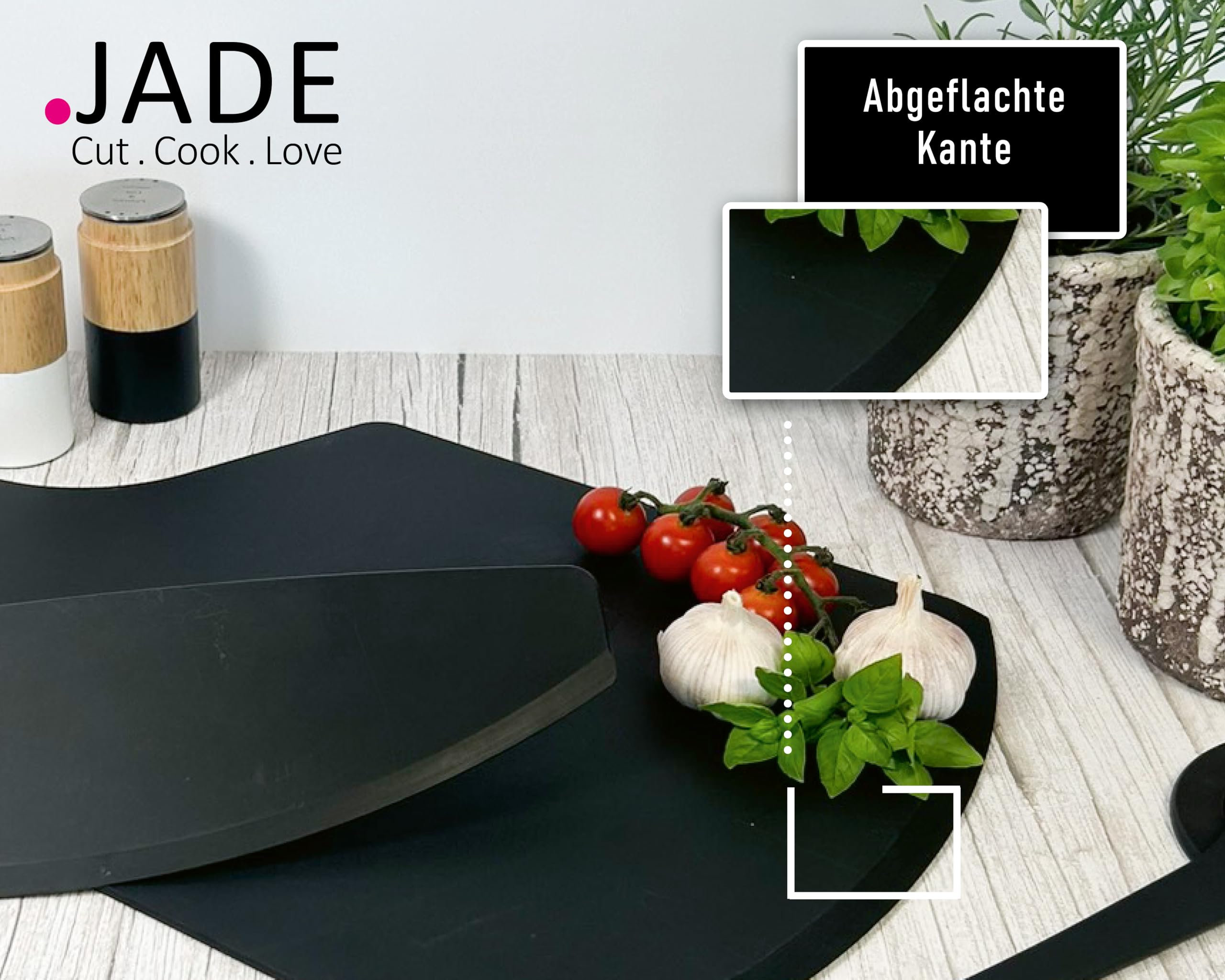 JADE Servier-/Schneidebrett "Pizza", Zellulose-Laminat, spülmaschinenfest, hygienisch, messerschonend, extrem robust, hitzebeständig bis 176°C, Aufhängeöse, praktischer Griff, BPA-frei