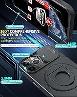 Vista 3 de Funda magnética para iPhone 11 Pro compatible con carga inalámbrica MagSafe, con 2 protectores de pantalla, anillo kickstand de 360° integrado +