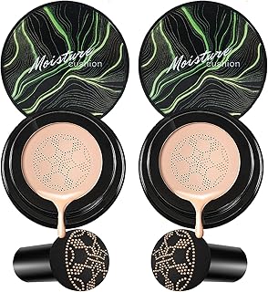 CAHIUYOA 2PCS Mushroom Head Air Cushion CC Cream BB Cream Mushroom Head Foundation Full Coverage Foundation Makeup Long Lasting Moisturize Matte Concealer - Natural