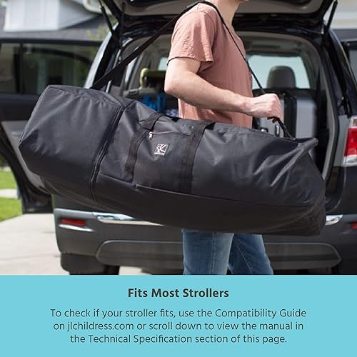 Miniatura 5 de J.L. Childress Bolsa de viaje acolchada para sombrilla y cochecito, duradera y ligera, resistente al agua, a control de puerta, incluye bolsillo