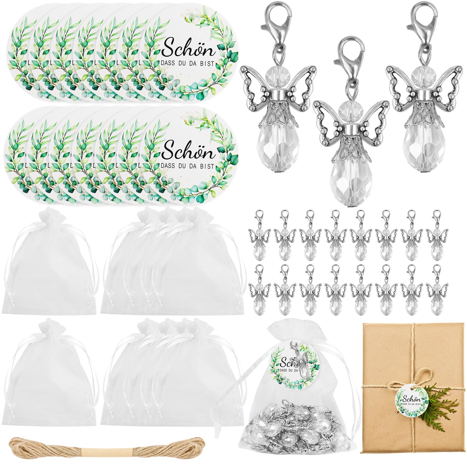 Lot 30 Porte-Clés Ange Gardien Mariage - Cadeaux Invités Avec Cartes Et Sacs Organza