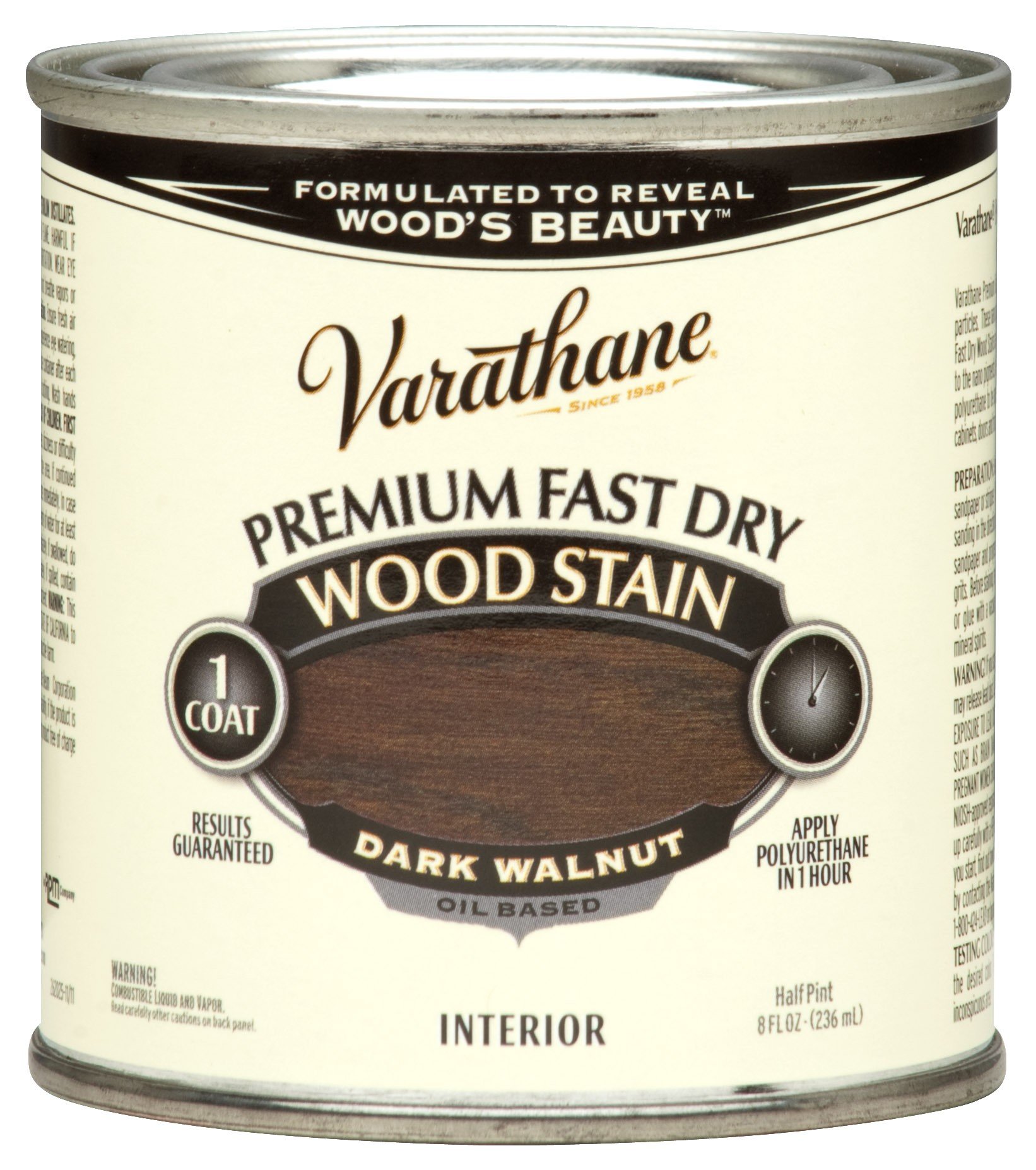 Rust-Oleum 262025 Dark Walnut Varathane Premium Fast Dry Wood Stain, 2 Pint Can (Pack of 4)