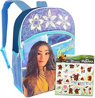 Disney Raya And The Last Dragon Backpack For Kids ~ 2 Pc Bundle With 16" Raya School Bag And Moana Stickers For Girls And Boys | Raya School Supplies Travel Bag Set