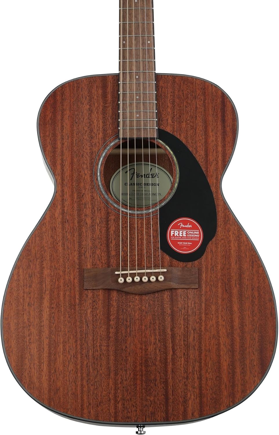 Fender CC-60S Concert Acoustic Guitar, Walnut Fingerboard, All-Mahogany, Comes with Free Virtual Lessons
