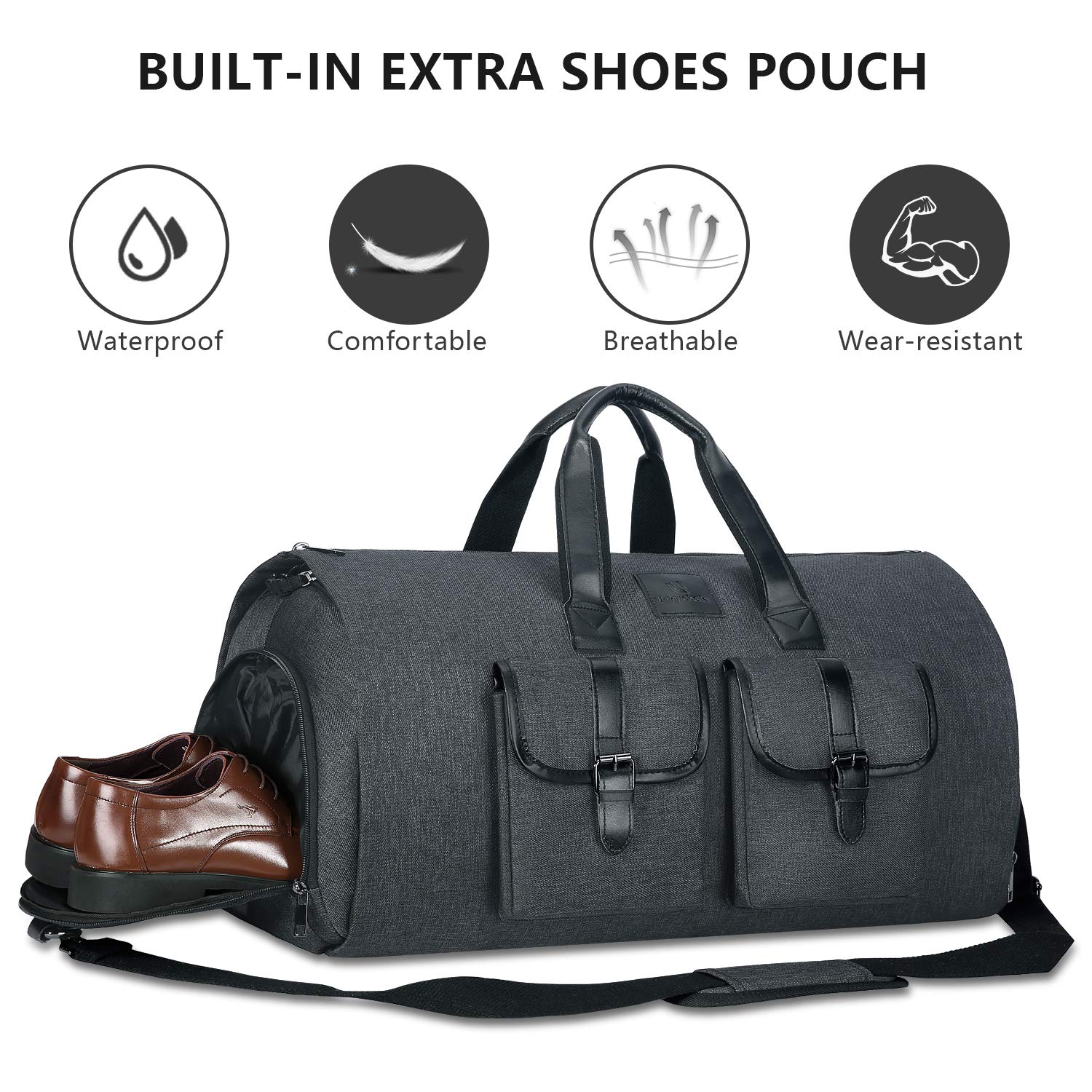 UNIQUEBELLA Housses de Costume de Voyage Housses de Vêtements pour Transport Sac de Costume Sacs de Voyage Sac de Sport Poches de Rangeme Sac de Protection pour Costumes(Gris Foncé)