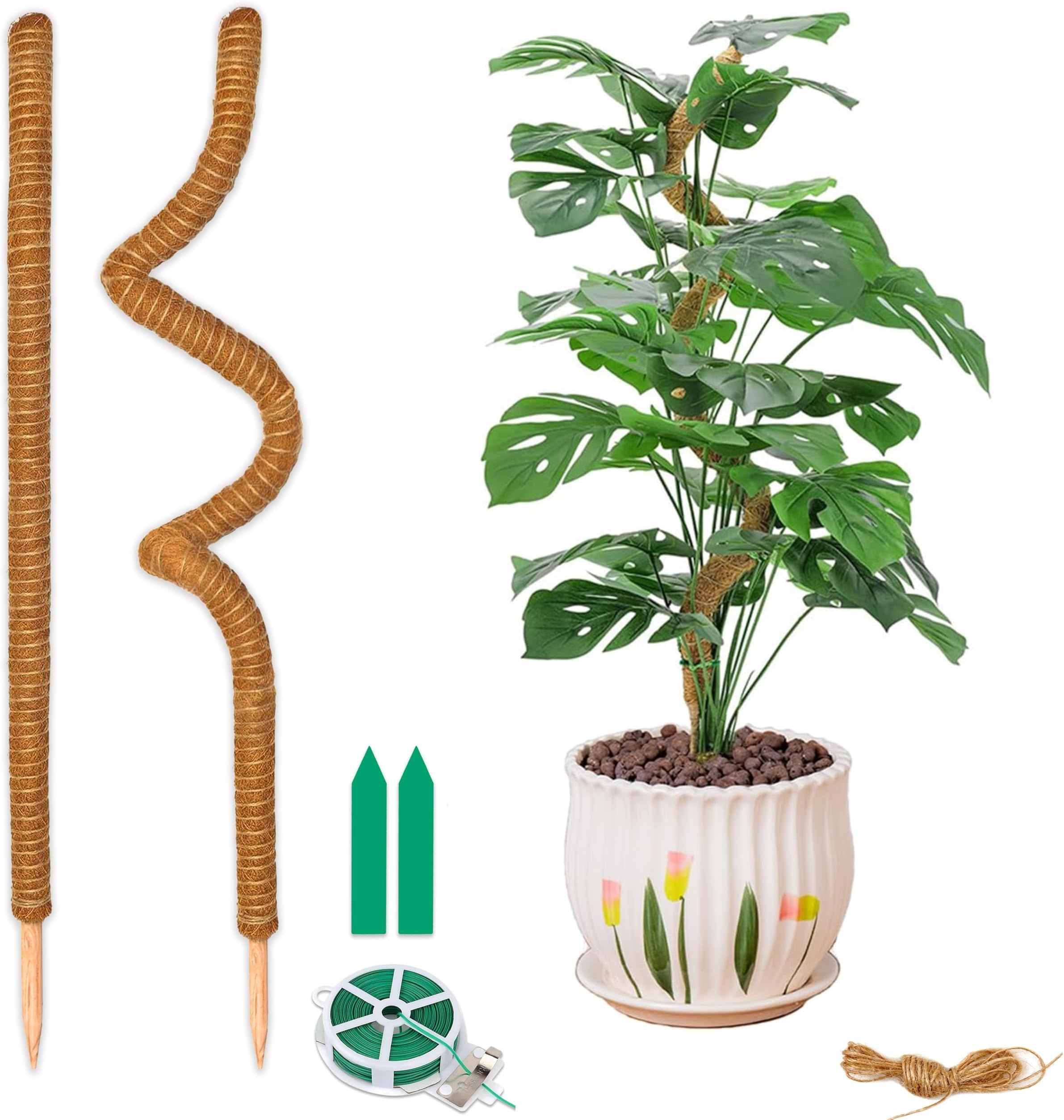 2 Pack Moss Pole for Plants Monstera 25 Inch Moss Poles for Climbing Plants