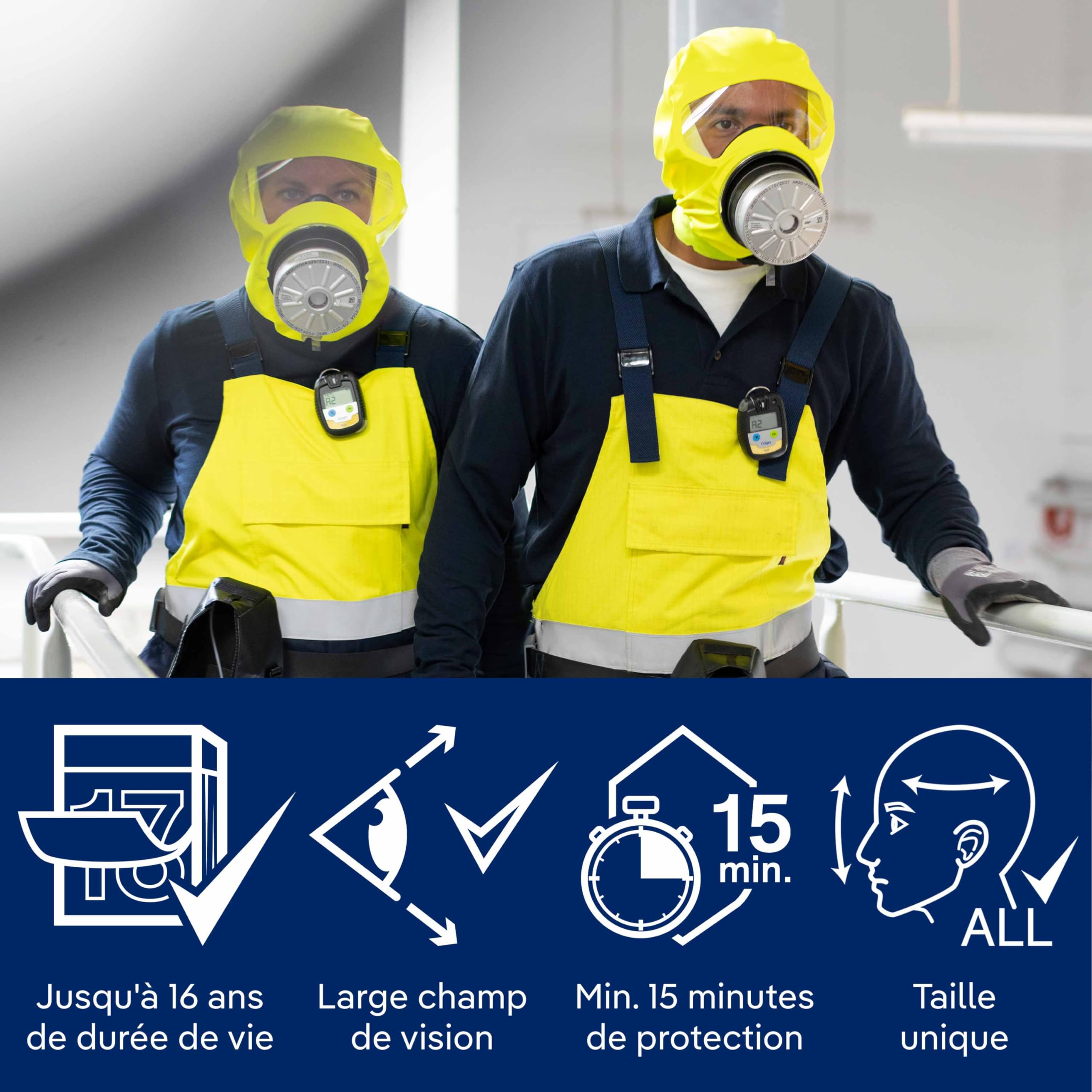 Dräger PARAT 7520 Cagoule d’évacuation industrielle & incendie| Cagoule auto-sauveteur avec filtre combiné ABEK CO P3 | Soft Pack