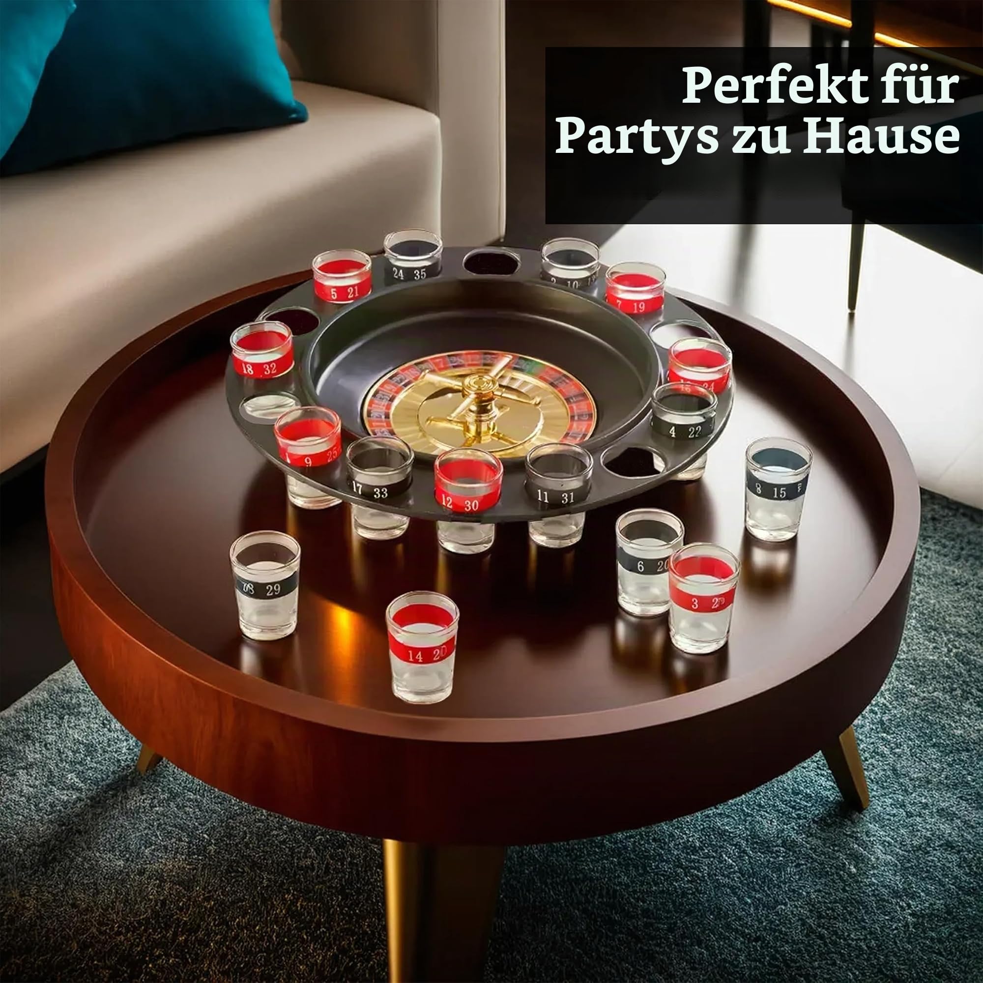 Premier Housewares Trinkspiel, Roulette, 16 Schnapsgläser