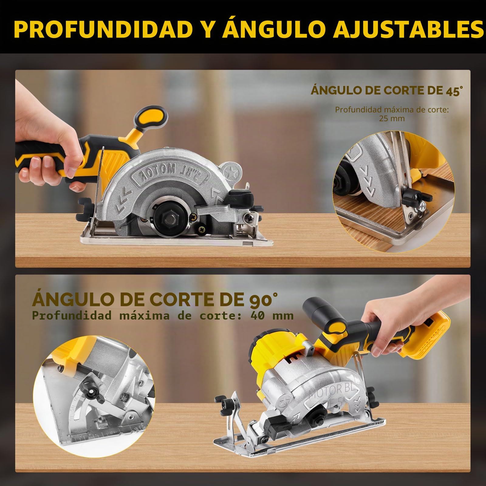 Sierra circular inalámbrica para batería Dewalt de 18 V, 6200 rpm, sierra circular profesional sin escobillas de 5 pulgadas con 3 cuchillas, ángulo de corte de 0-45° para corte de azulejos de madera y