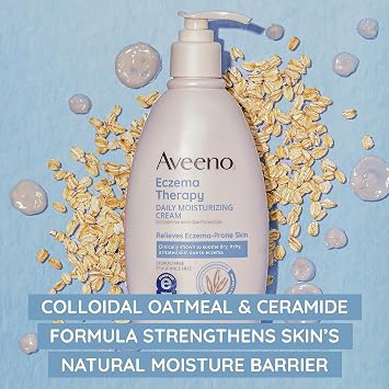 Aveeno Eczema Therapy Daily Moisturizing Body Cream for Sensitive Skin, Soothing Eczema Relief Cream, Colloidal Oatmeal & Ceramide for Dry & Itchy Skin, Steroid- & Fragrance-Free, 7.3 oz - Pack of 2