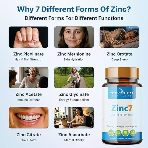 Miniatura 3 de Zinc7 Apoyo inmunológico diario (50mg) Complejo de zinc de triple acción para sueño profundo, claridad mental e inmunidad fuerte  Energía natural,