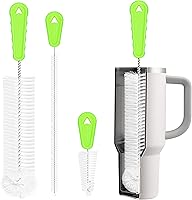 RNOAFMU Bottle Brush Cleaner Set of 3 - 14" Long Handle for Tumblers, Straws, Baby Bottles & Lids, Stiff Nylon Bristles, Dishwasher Safe