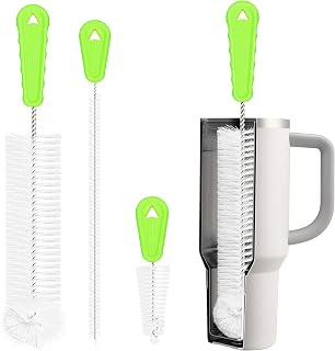 RNOAFMU Bottle Brush Cleaner Set of 3 - 14" Long Handle for Tumblers, Straws, Baby Bottles & Lids, Stiff Nylon Bristles, Dishwasher Safe