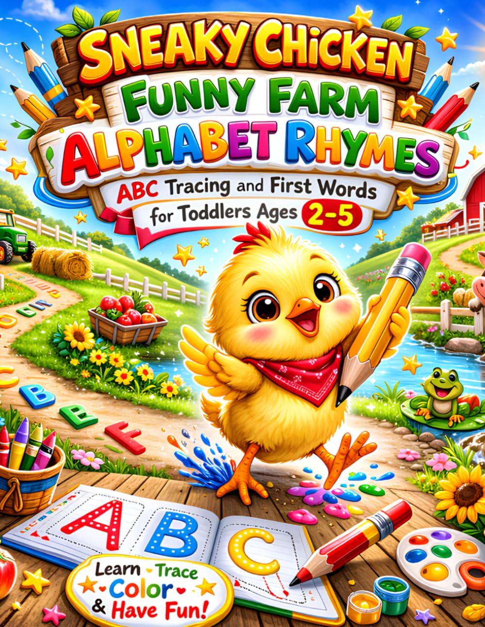 Sneaky Chick Alphabet Adventure: ABC Tracing and First Words for Toddlers Ages 2–5: A Fun Preschool Alphabet Workbook with Cute Farm-Themed Learning (Sneaky Chick Early Learning Series)