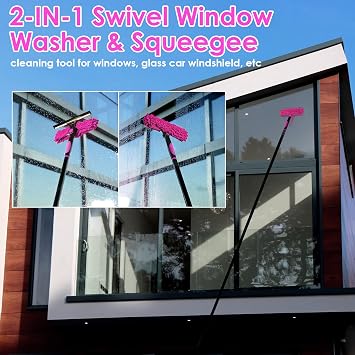 CALBEAU Pink Cleaning Supplies, Duster with Extension Pole for High Ceiling