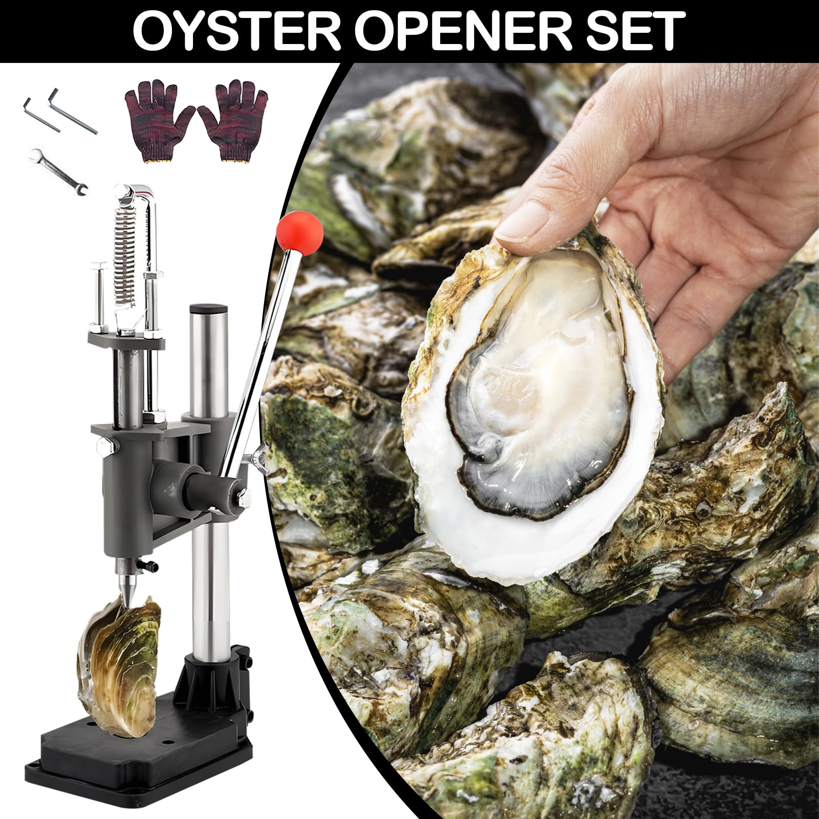 Abridor Ostras, Cuchillo Ostra Juego de Herramientas para Abrir ostras de Acero Inoxidable, Abridor de ostras de Altura Ajustable Herramienta para Mariscos para Restaurantes y Hogares