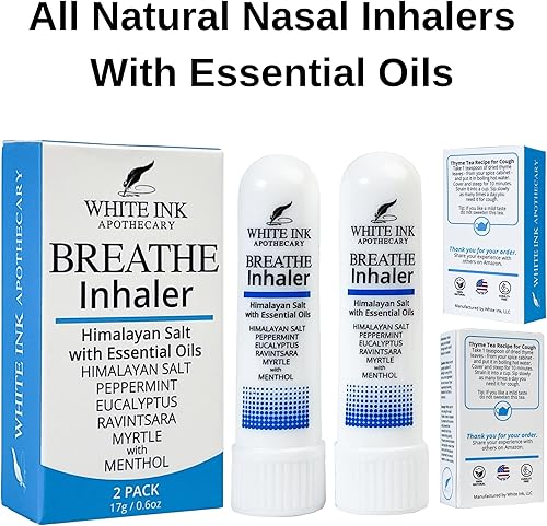 Miniatura 9 de Breathe Better White in-Haler  Inhalador nasal de sal marina del Himalaya rosa  Congestión, respiración y enfoque  Inhalador sinusal de aromaterapia