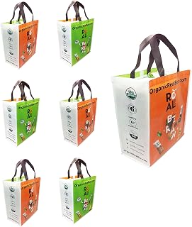 Organic Real Bar - 6 (Reusable Shopping Grocery Eco Friendly Compact Weather Proof Multi-Color Tote Bag