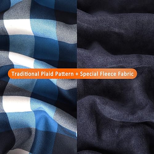 Miniatura 6 de Camisas de manga larga para hombre, térmicas acolchadas para el trabajo, camisas cálidas con forro acolchado de franela pesado a cuadros