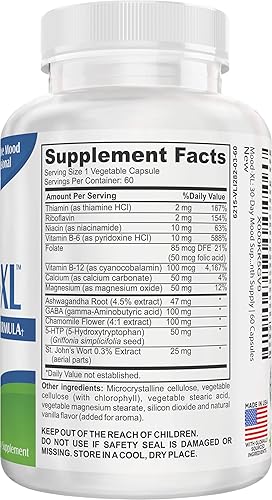 Miniatura 2 de Mood-XL: 30-Day Mood Support Supplement (All-in-1 Blend) with 13 Active Ingredients | Healthy Mood Supplements & Vitamins | 1-Month Supply | 60