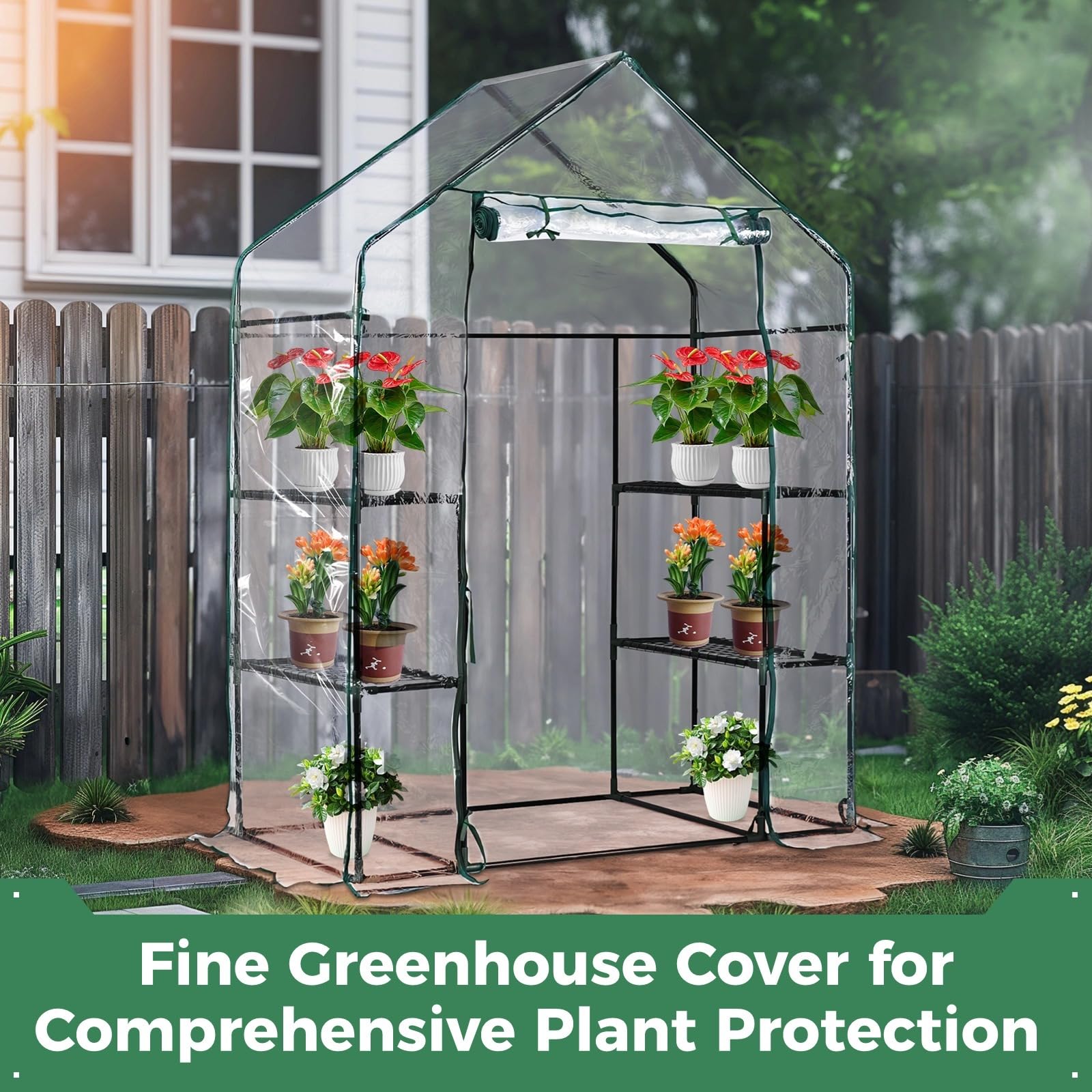 Greenhouse Replacement Cover with Roll-Up Zipper Door, 28,7 x 56,3 x76,8  Zoll PVC Pflanze Gartenbau Gewchshaus Abdeckung fr Gartenarbeit Pflanzen  Klte Frost Schutz Wind Regen Proof : Amazon.de: Garten