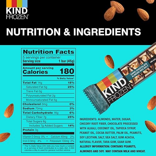 Miniatura 3 de KIND FROZEN - Barras de chocolate oscuro y almendras con sal marina y nueces (paquete de 5)