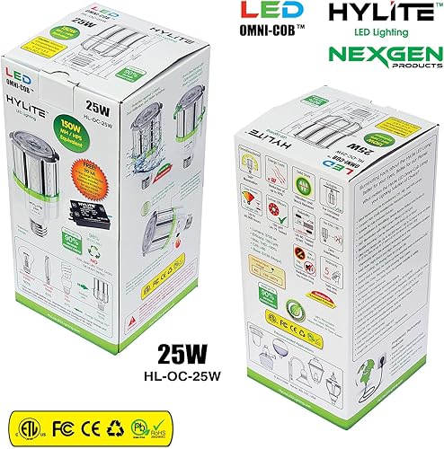 Miniatura 5 de Lámpara LED Omni-Cob de alto rendimiento de 25 W, 360º, (~ 150 W HID), 50K, 3600 lm, 120 ~ 347 V para iluminación industrial comercial, almacén,