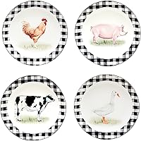 Vista 1 de Certified International Farm 9" Salad/Dessert Plates, Multicolored, 9" x 9", Set of 4