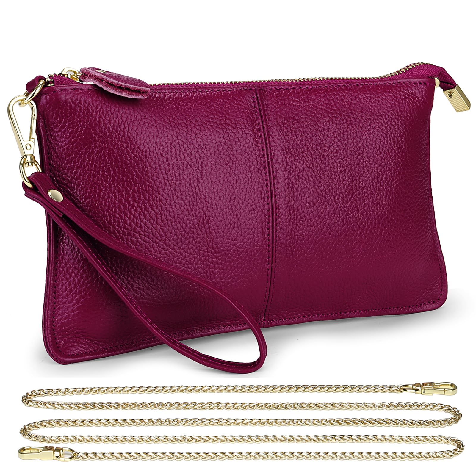 Uromee Genuine Leather Wristlet Wallet Clutch Purses with Detachable Chain